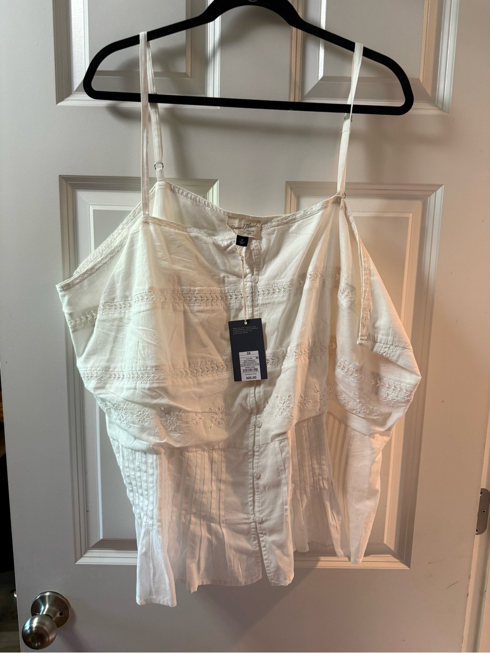 Universal Thread Cream Lace-Trim Cold-Shoulder Tank Top